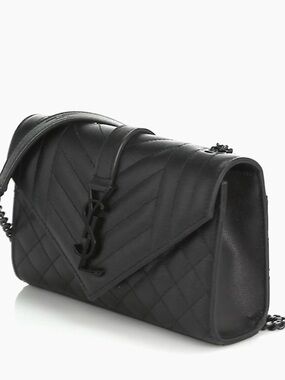 Saint Laurent Black Quilted Envelope Shoulder Bag